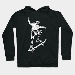 halloween skeleton skateboard white Hoodie